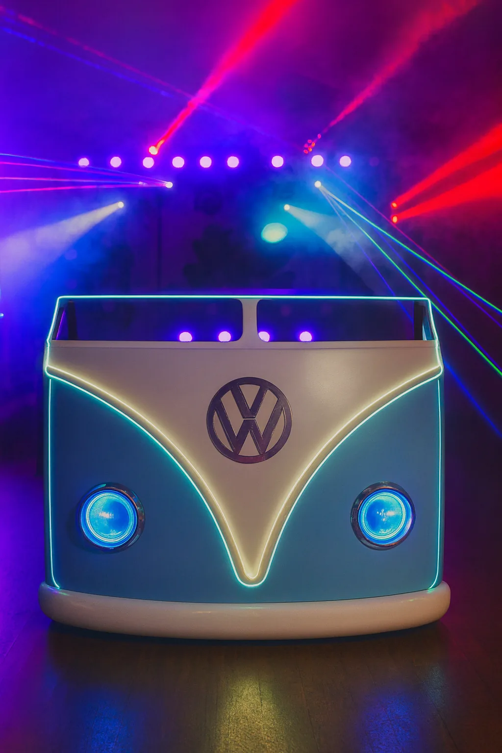 Cabina de DJ con frontal de Volkswagen, opción especial